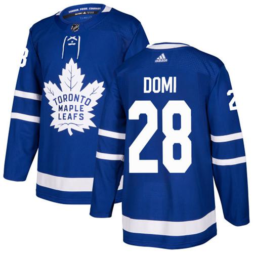 Adidas Maple Leafs #28 Tie Domi Blue Home Authentic Stitched NHL Jersey